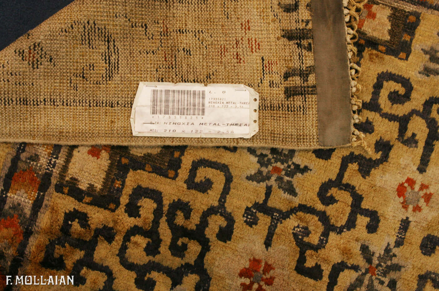 Antique Chinese Imperial Palace Ningxia Metal-Thread Souf Carpet (210x122 cm)